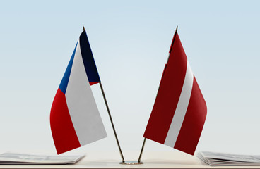 Two flags of Czech Republic and Latvia