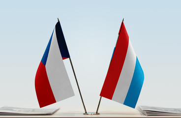 Two flags of Czech Republic and Luxembourg