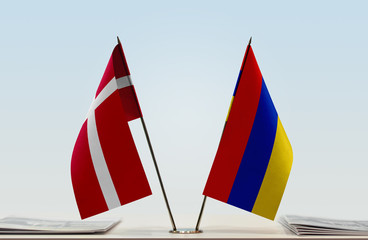 Two flags of Denmark and Armenia