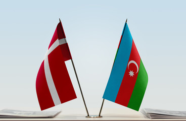 Two flags of Denmark and Azerbaijan