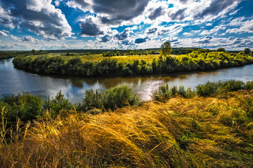 Obraz premium Summer river landscape. Siberia, Russia