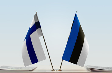 Two flags of Finland and Estonia