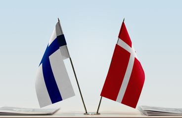 Two flags of Finland and Denmark