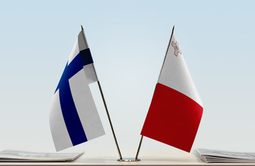 Two flags of Finland and Malta