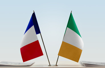 Two flags of France and Ireland