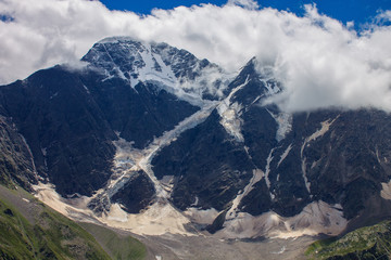 Glacier among the mountains of the North Caucasus.