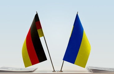 Two flags of Germany and Ukraine