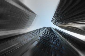 Downtown Skyscrapers with a motion blur effect