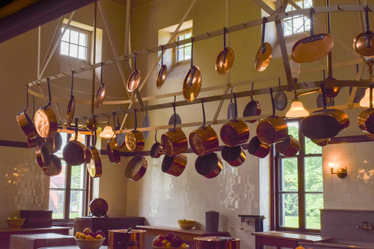 Kitchen with Hanging Cookware