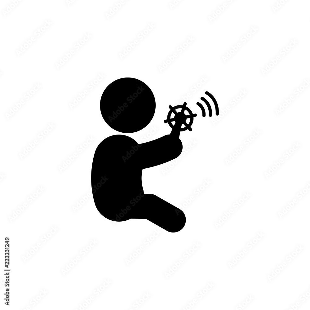 Poster child plays with a rattle icon. element of toddler development icon for mobile concept and web apps.