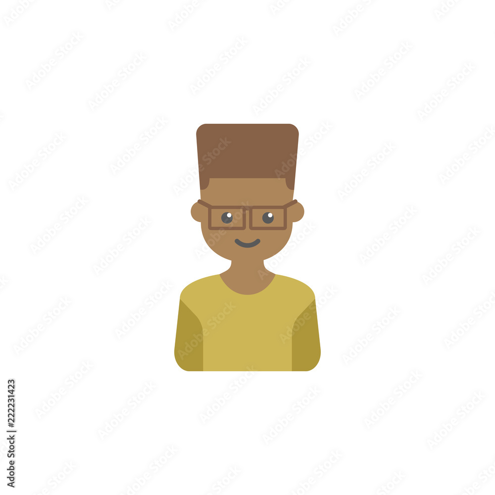 Poster avatar of boy with glasses colored icon. element of children icon for mobile concept and web apps. c