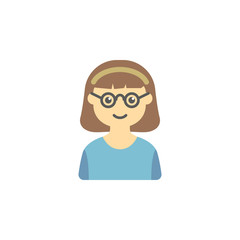 avatar of girl with glasses colored icon. Element of children icon for mobile concept and web apps. Colored avatar of  girl with glasses can be used for web and mobile