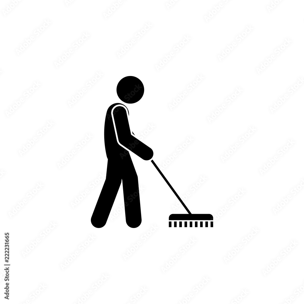 Poster man brushing icon. element of man cleaning icon for mobile concept and web apps. glyph man brushing 
