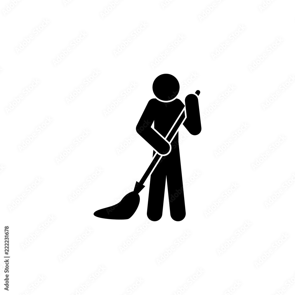Poster man mopping icon. element of man cleaning icon for mobile concept and web apps. glyph man mopping ic