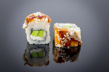 Roll Canada on black with reflection