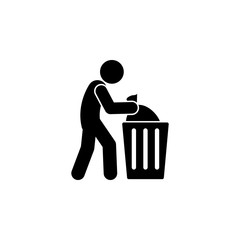 man garbage, throwing icon. Element of man cleaning icon for mobile concept and web apps. Glyph man garbage, throwing icon can be used for web and mobile