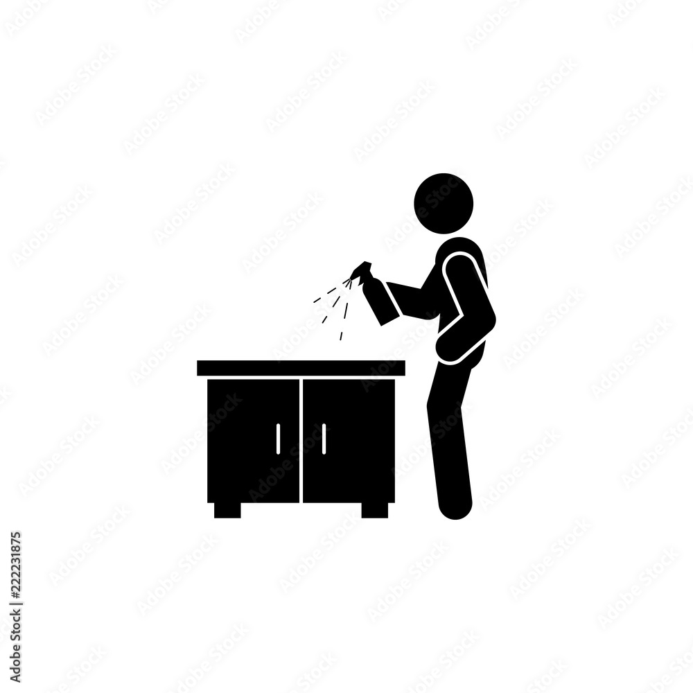 Poster man dusting icon. element of man cleaning icon for mobile concept and web apps. glyph man dusting ic