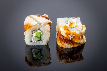 Roll Canada on black with reflection