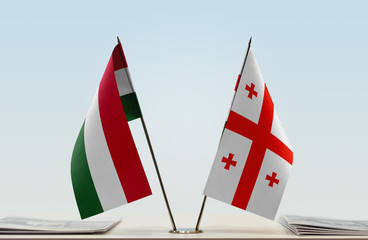 Two flags of Hungary and Georgia