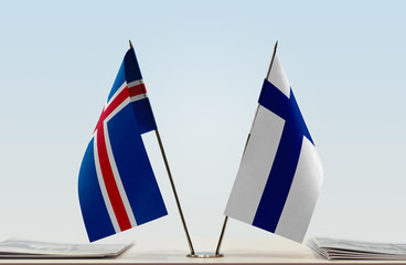 Two flags of Iceland and Finland