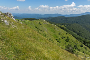 Fototapeta na wymiar Amazing Summer Landscape to Stara Planina ( Balkan ) Mountains from Shipka peak , Stara Zagora Region, Bulgaria