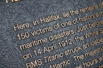 Titanic Plaque in Fairview lawn cemetery, Halifax.
