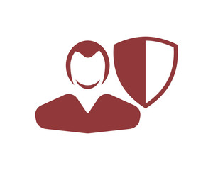 shield person avatar figure silhouette profile image vector icon logo