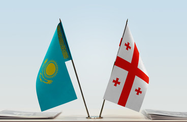 Two flags of Kazakhstan and Georgia