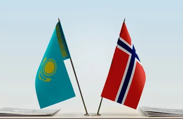 Foto op Canvas Two flags of Kazakhstan and Norway © Oleksandr