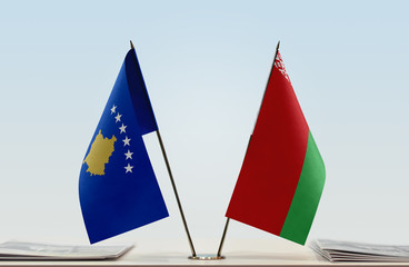  Two flags of Kosovo and Belarus