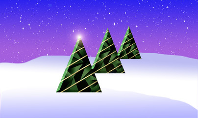 Here is an illustration with a holiday Christmas theme. Christmas trees, simple graphic versions are seen here.