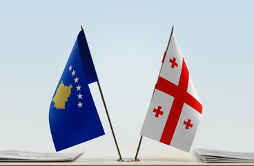  Two flags of Kosovo and Georgia