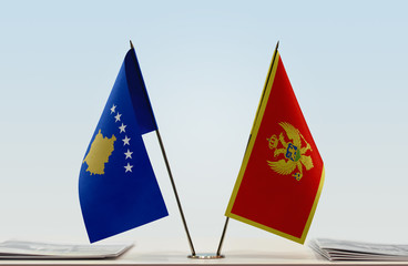  Two flags of Kosovo and Montenegro