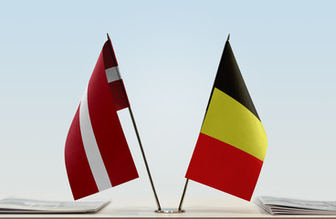  Two flags of Latvia and Belgium