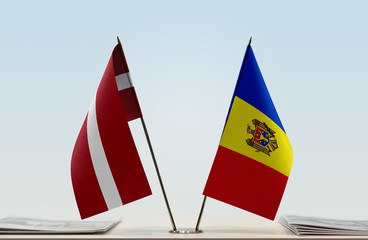  Two flags of Latvia and Moldova