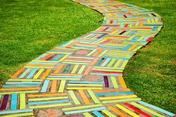 Colorful Walkway on green grass