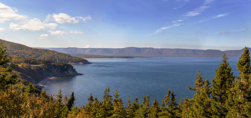 Panoramic view of scenery beside the famous Cabot Trail