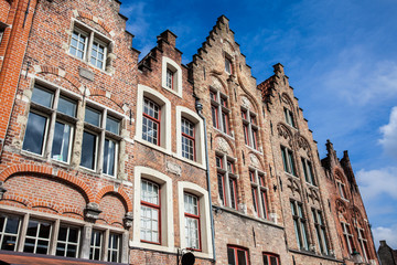 Houses representative of the traditional architecture of the historical Bruges town