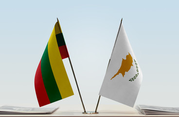 Two flags of Lithuania and Cyprus