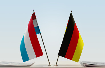 Two flags of Luxembourg and Germany