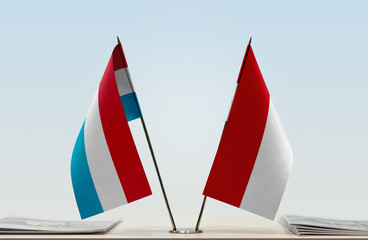 Two flags of Luxembourg and Monaco