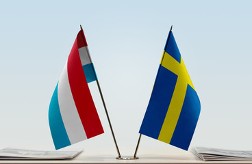 Two flags of Luxembourg and Sweden