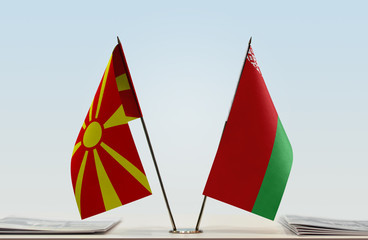 Two flags of Macedonia and Belarus