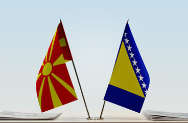 Two flags of Macedonia and Bosnia and Herzegovina