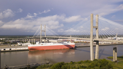 The Talmedge Memorial Bridge Crosses The Savannah River