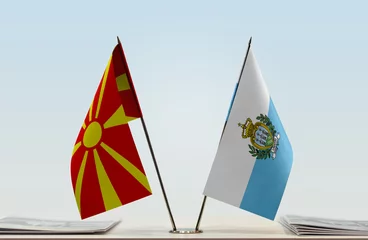 Foto op Canvas Two flags of Macedonia and San Marino © Oleksandr