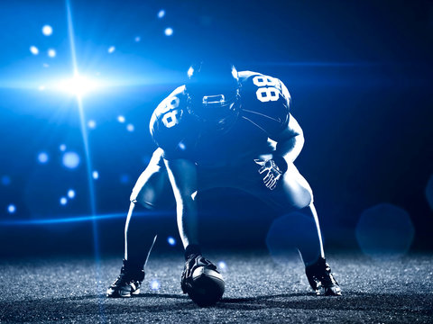 American football player starting football game