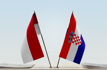 Two flags of Monaco and Croatia