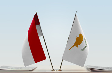 Two flags of Monaco and Cyprus
