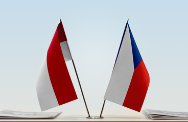 Two flags of Monaco and Czech Republic